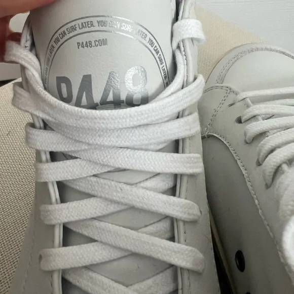 P448 Skate Mid Sneaker White Size 36- Italian Leather - Picture 3 of 6